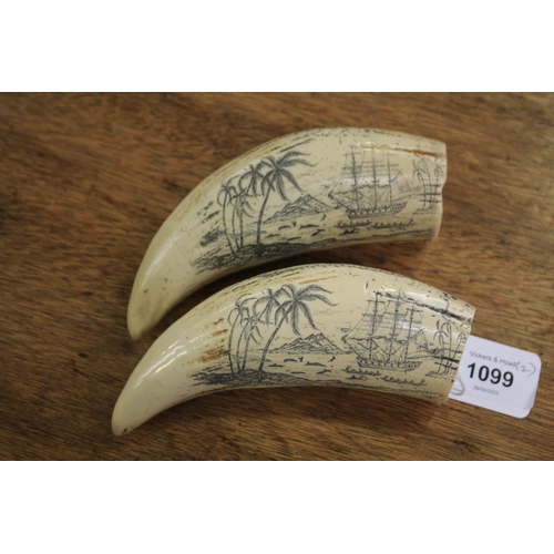 Lot of 2 reproduction scrimshaw