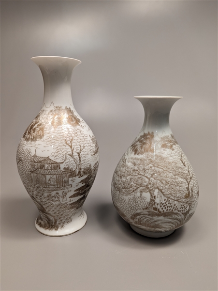 Two Chinese gilt enameled porcelain