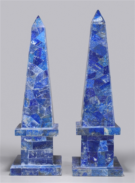 Large pair of lapis obelisks some 3685cf
