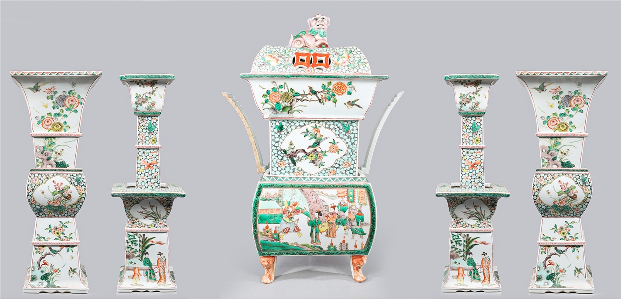 Five piece Chinese famille verte 3685e0