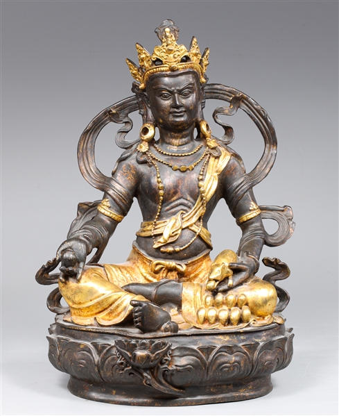 Chinese partial gilt bronze seated