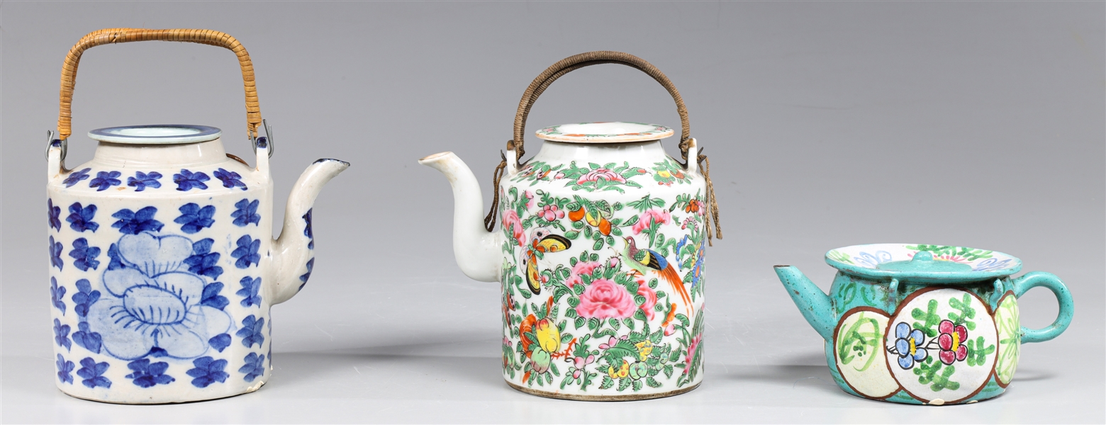 Three antique circa 1900 Chinese teapots