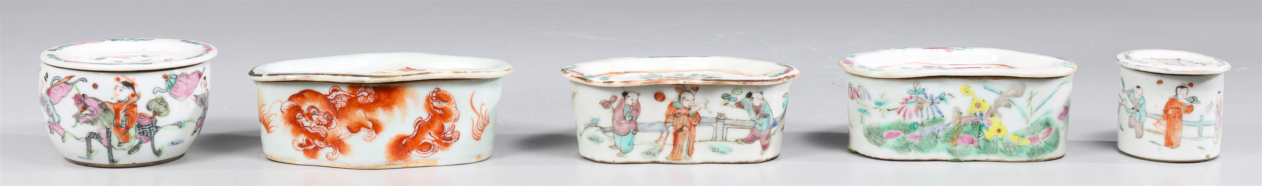 Group of five antique Chinese porcelain