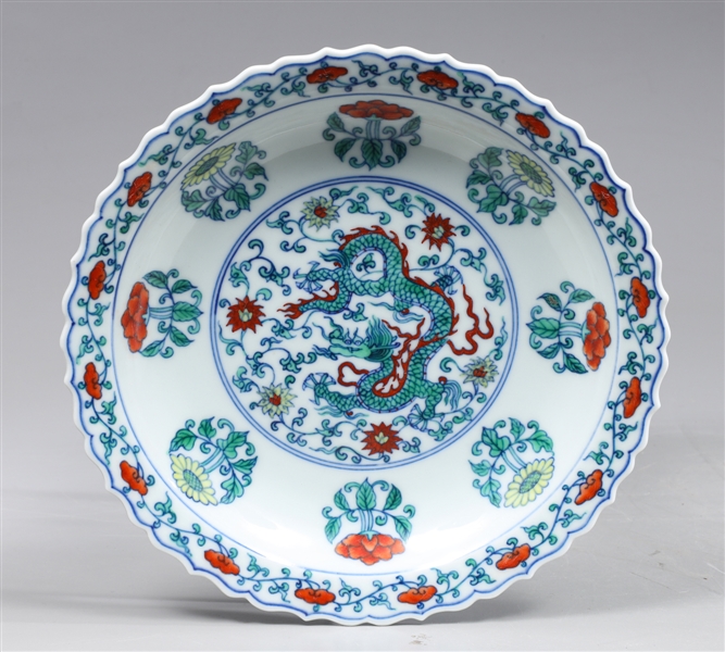 Chinese enamel porcelain scalop edge