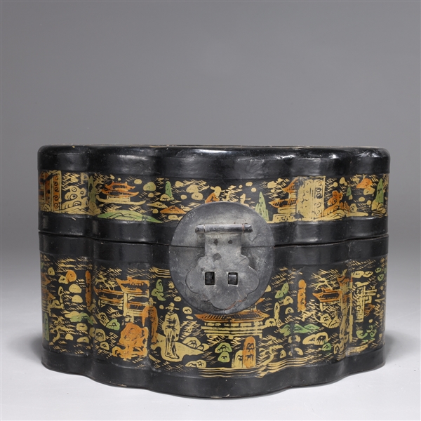 Chinese lacquer covered wood box 368628