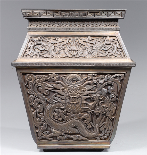 Large Chinese cast metal planters