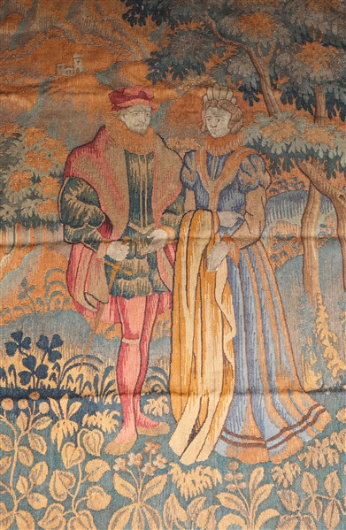 Antique tapestry depicting 16th century