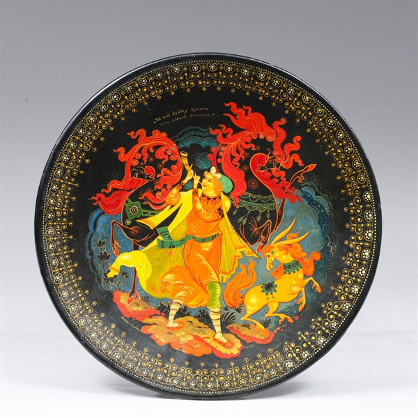 Antique Russian lacquer plate  368646