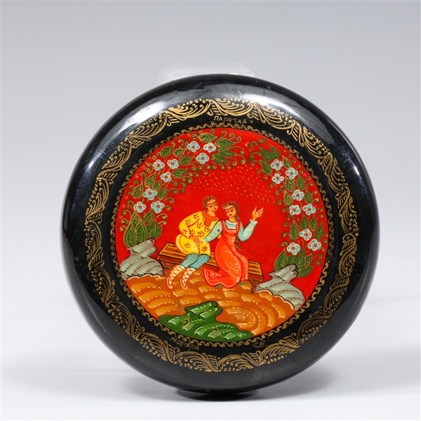 Russian lacquer ring box with courting 368647