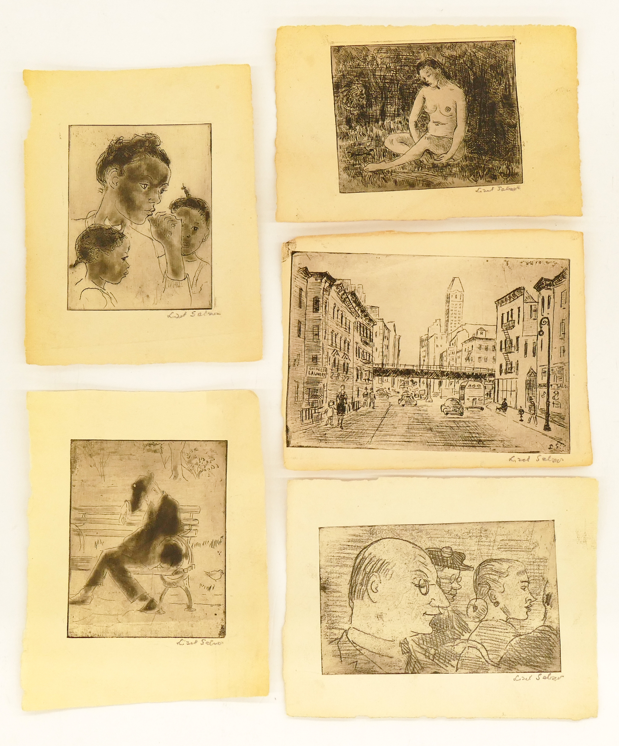 5pc Lisel Salzer Small Signed Etchings