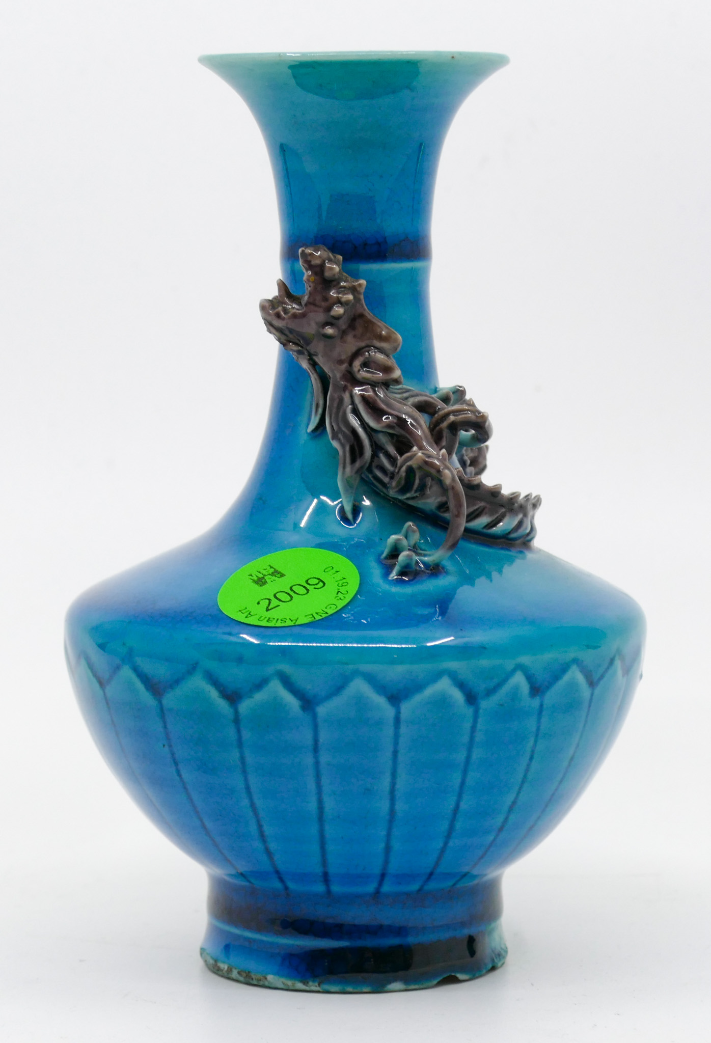 Fine Chinese Peacock Blue Dragon Cabinet