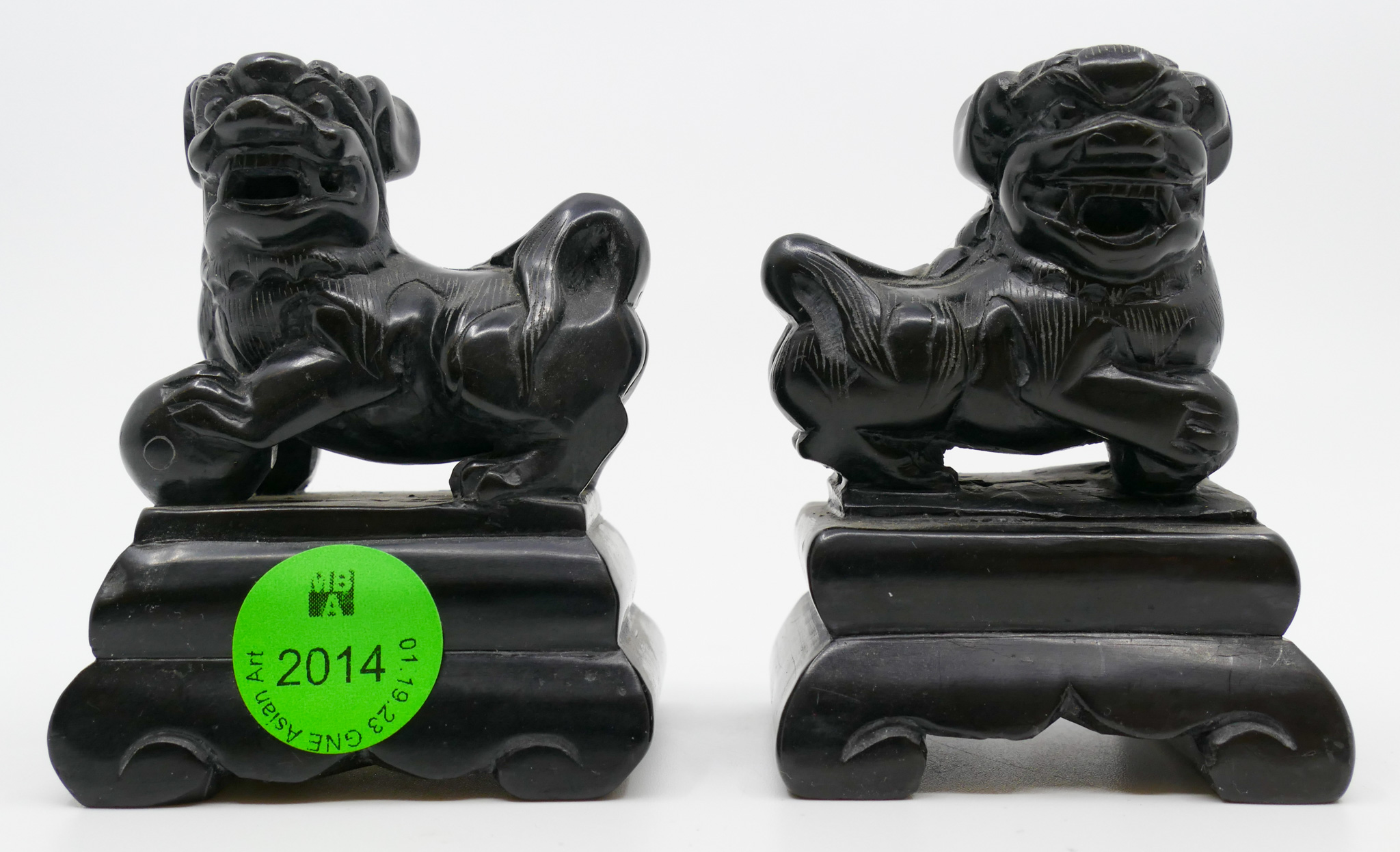 Pair Chinese Carved Slate Miniature 368712