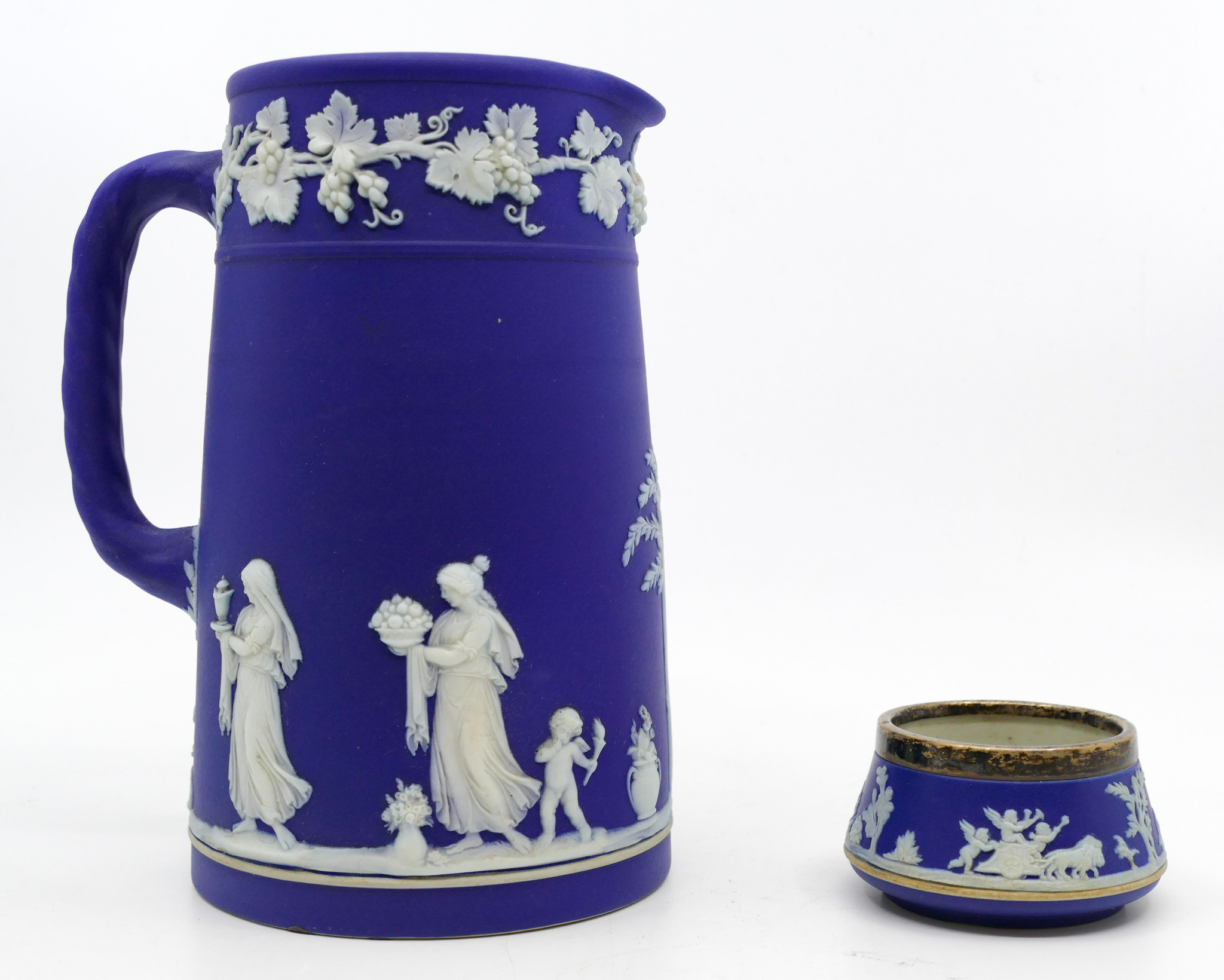 2pc Old Wedgwood Jasperware Pitcher