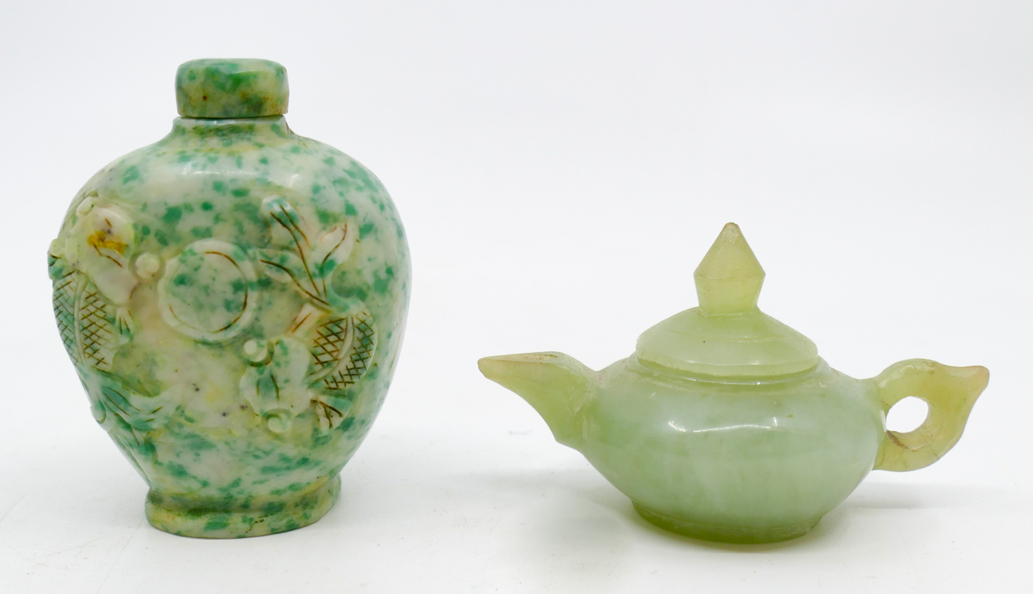 2pc Chinese Carved Jade Snuff Bottle 36875e