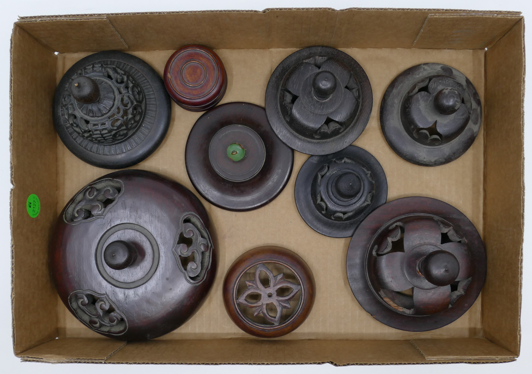 Box Old Chinese Rosewood Jar Covers 368785