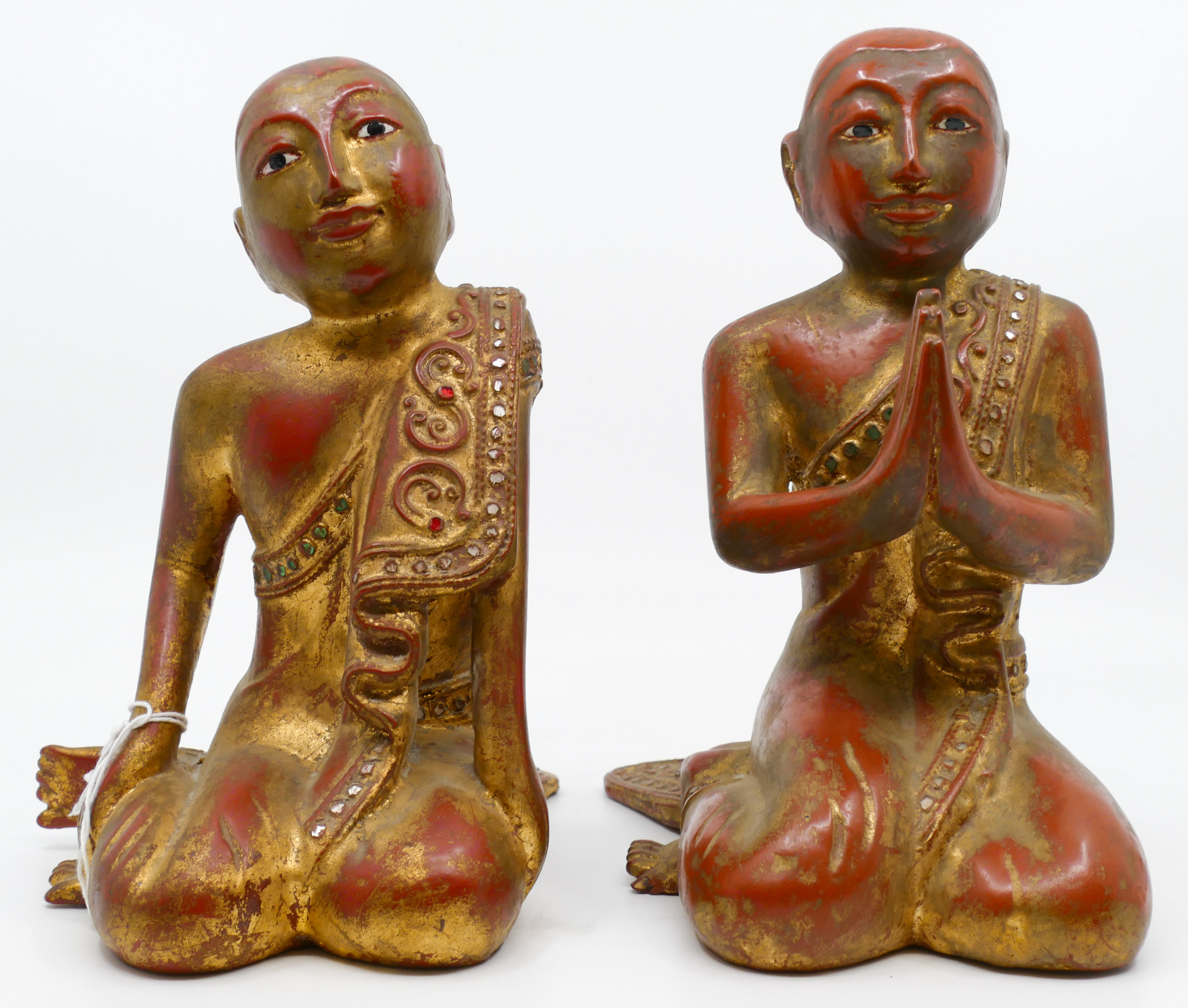 Pair Burmese Gilt Lacquered Seated