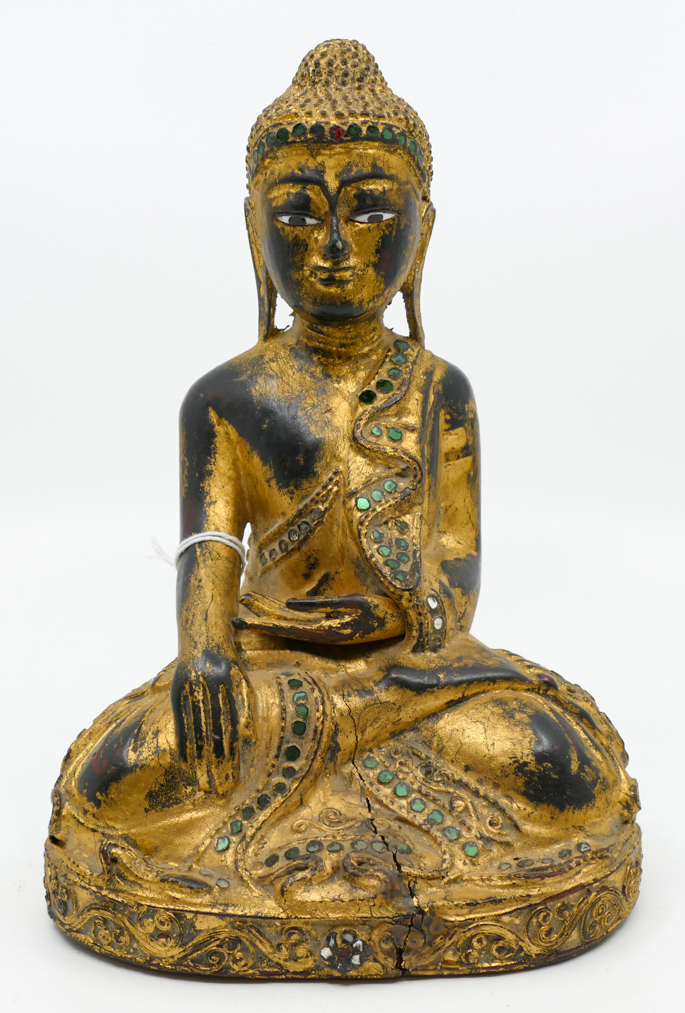 Old Burmese Gilt Jeweled Seated 3687b9