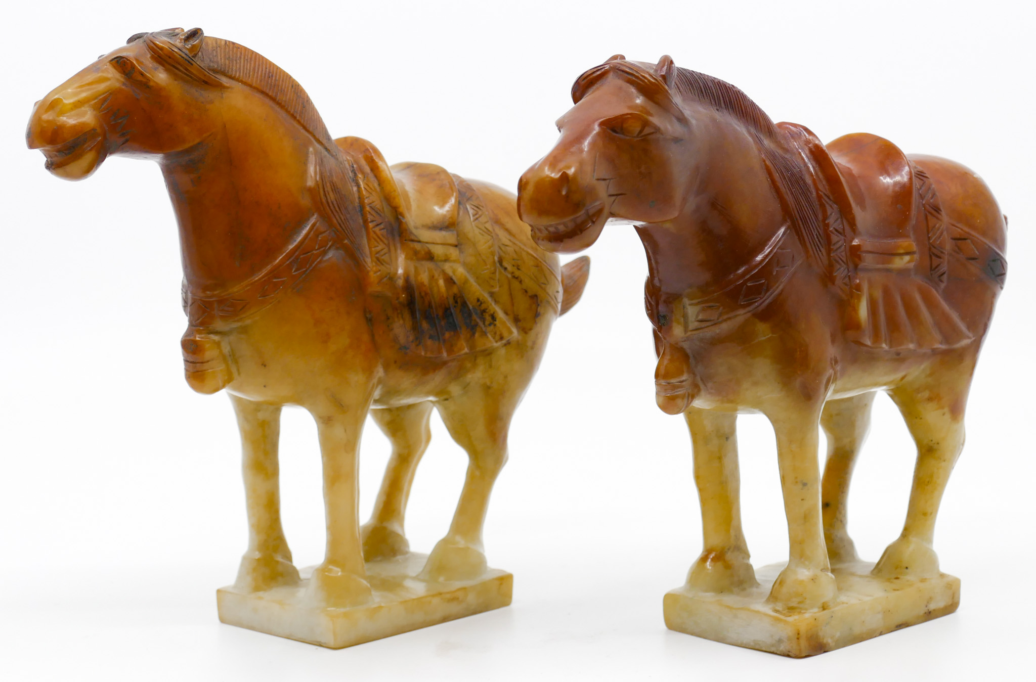 Pair Chinese Carved Jade Horse