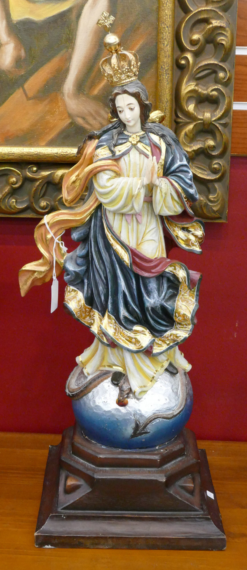 Spanish Madonna Painted Resin Statue 3687bf