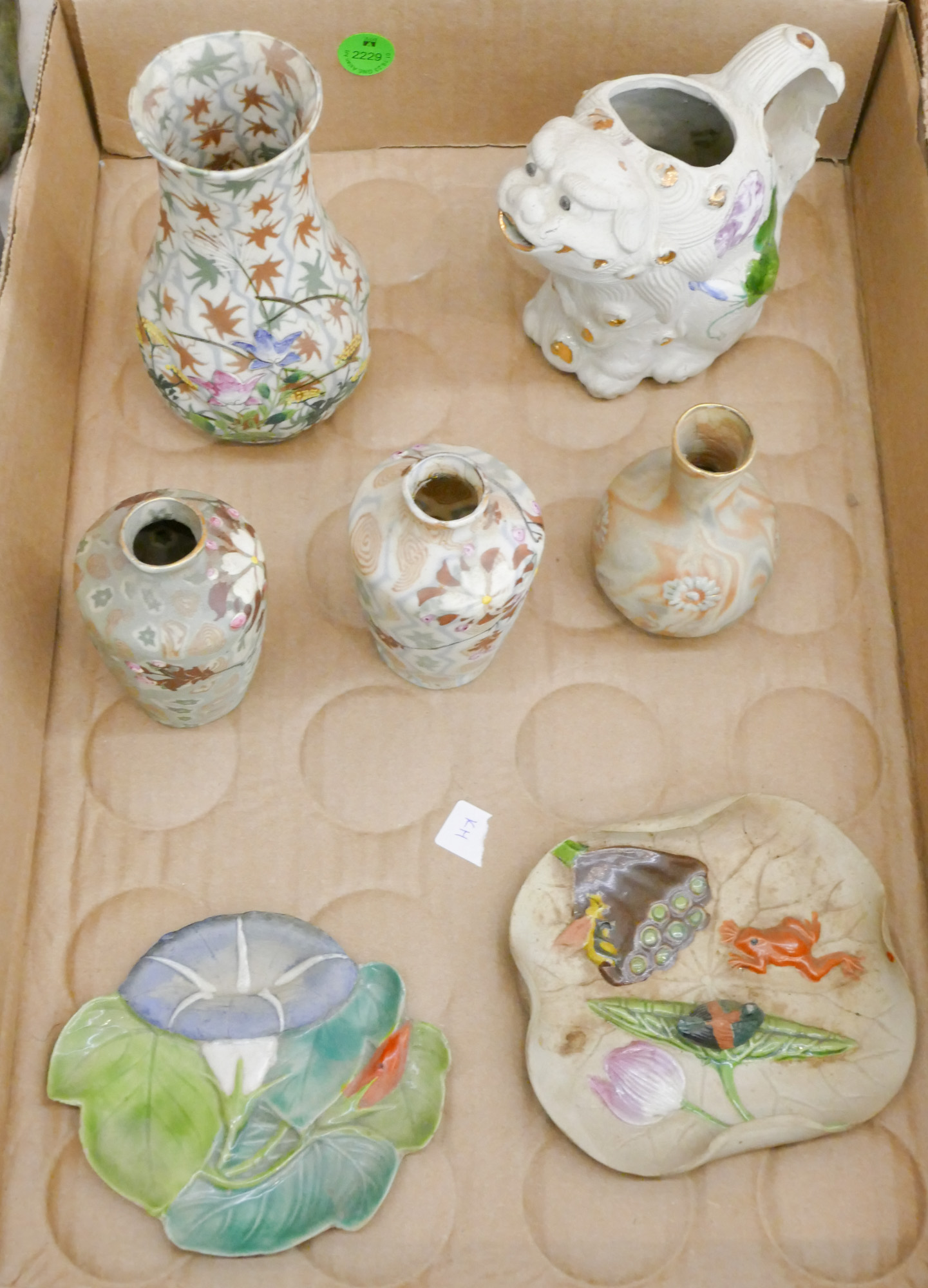 Box 7pc Japanese Seto Ware Vases