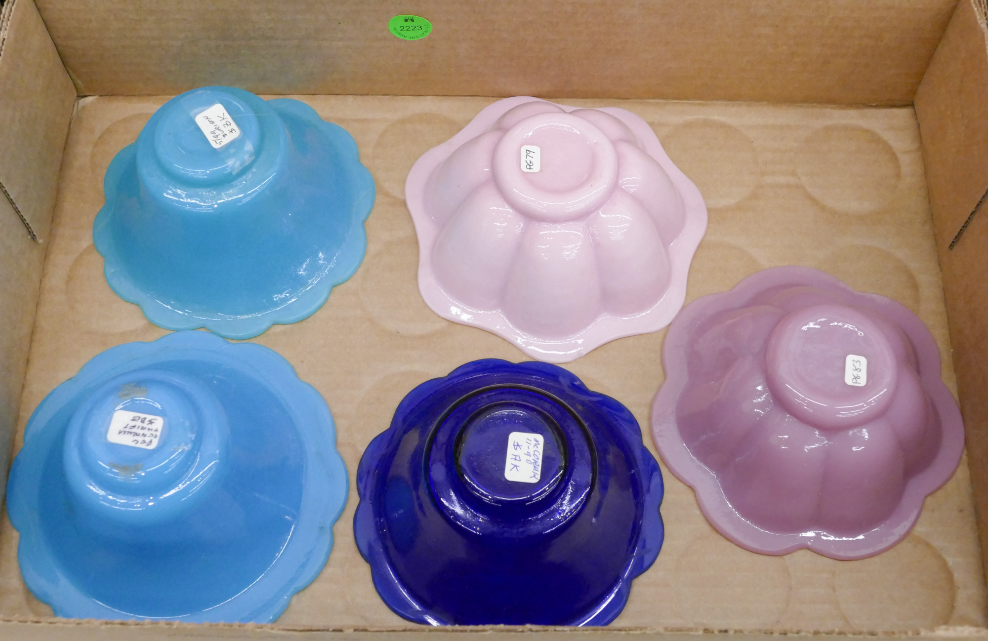 Box 5pc Old Chinese Blue & Pink