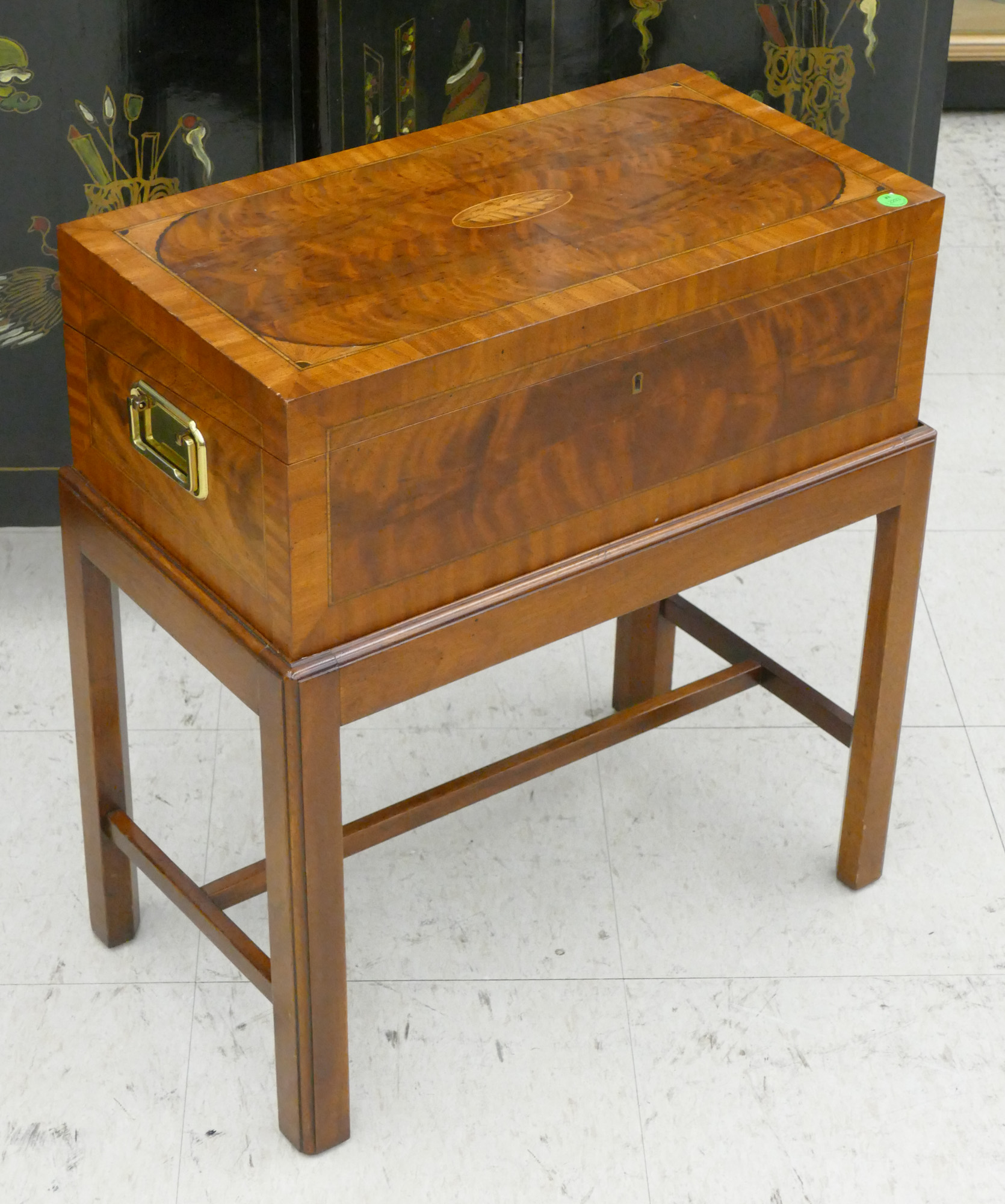 Fine Inlaid Mahogany Table Box on Stand