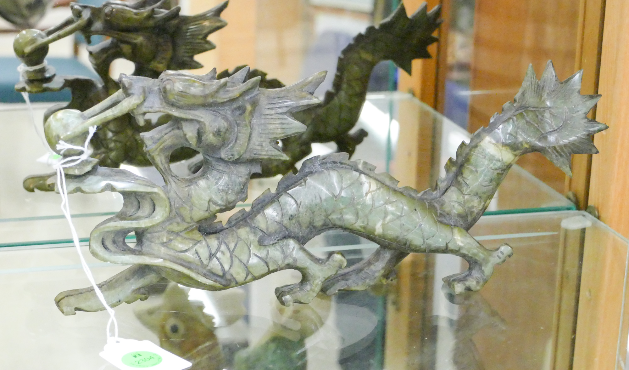 Chinese Carved Jade Dragon Chasing 368837