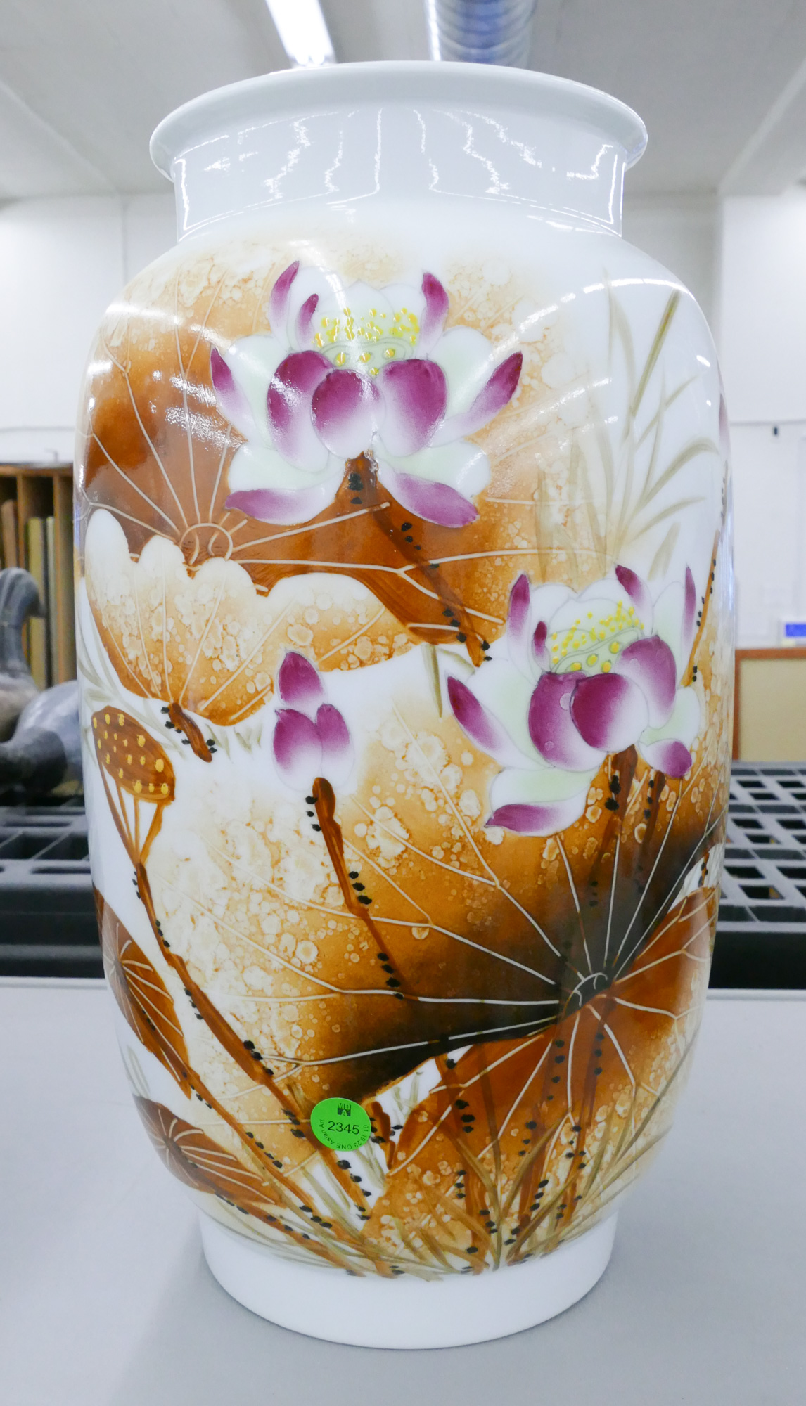 Chinese Painted Lotus Flowers Tall 368860