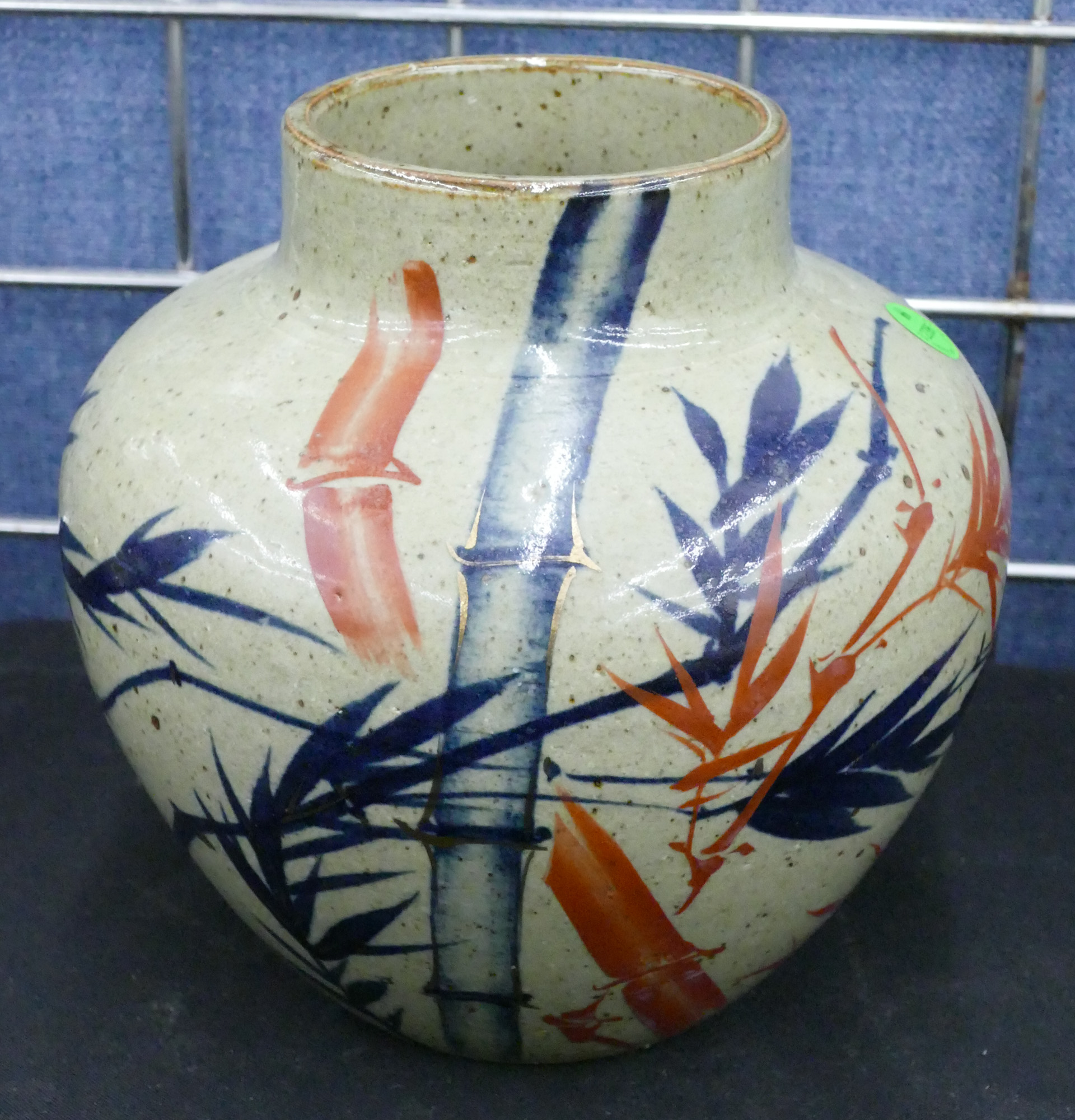Japanese Pottery Bamboo Vase 8''
