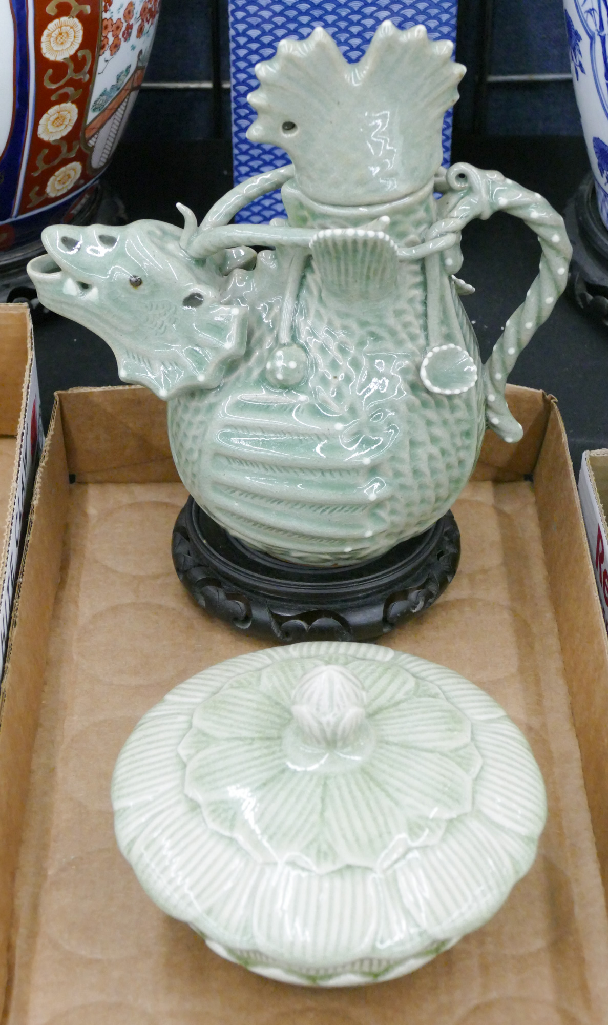 2pc Thai Celadon Figural Ewer and 36889c