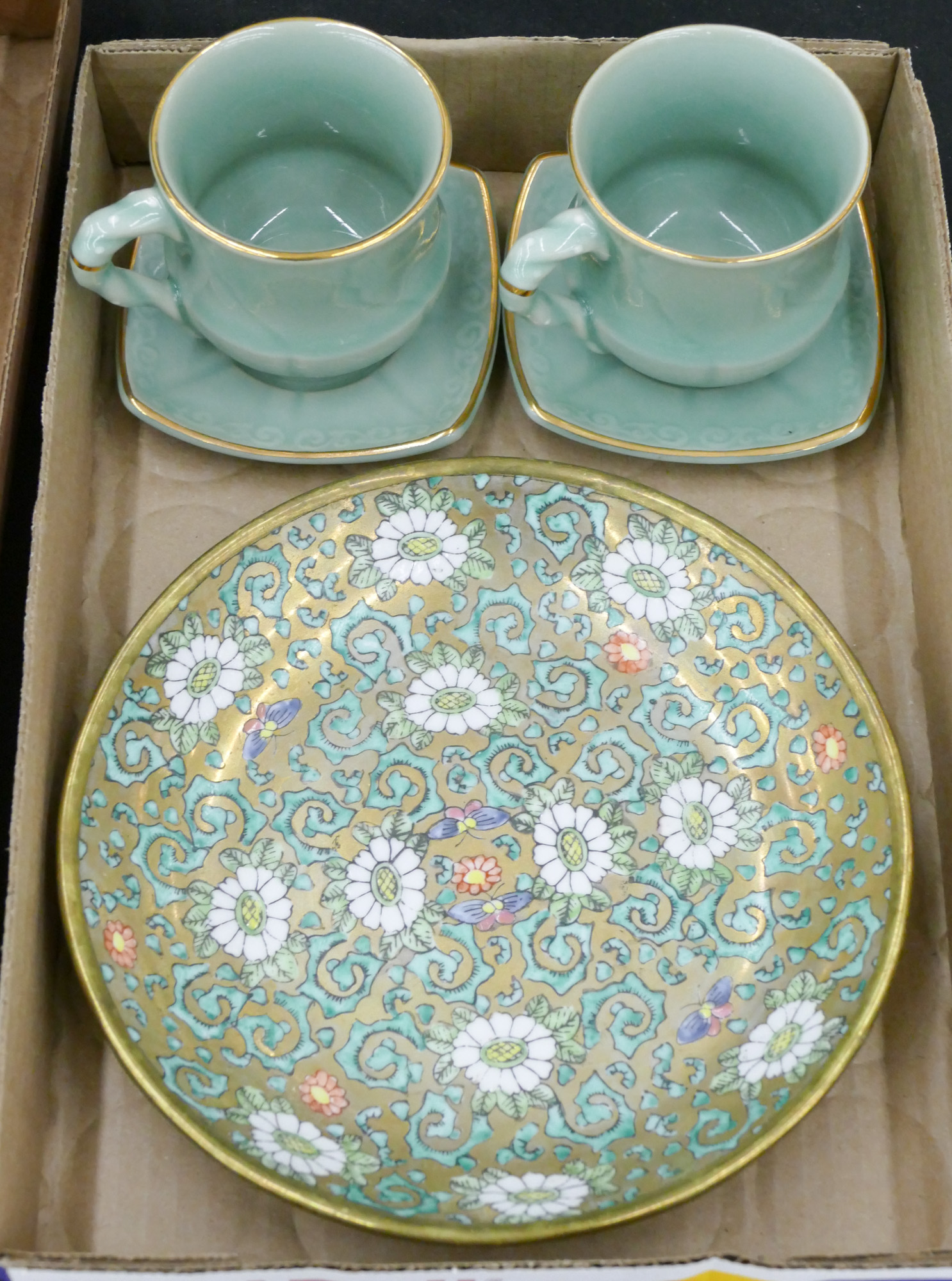 Box Chinese Decorated Dish Cup 36889d