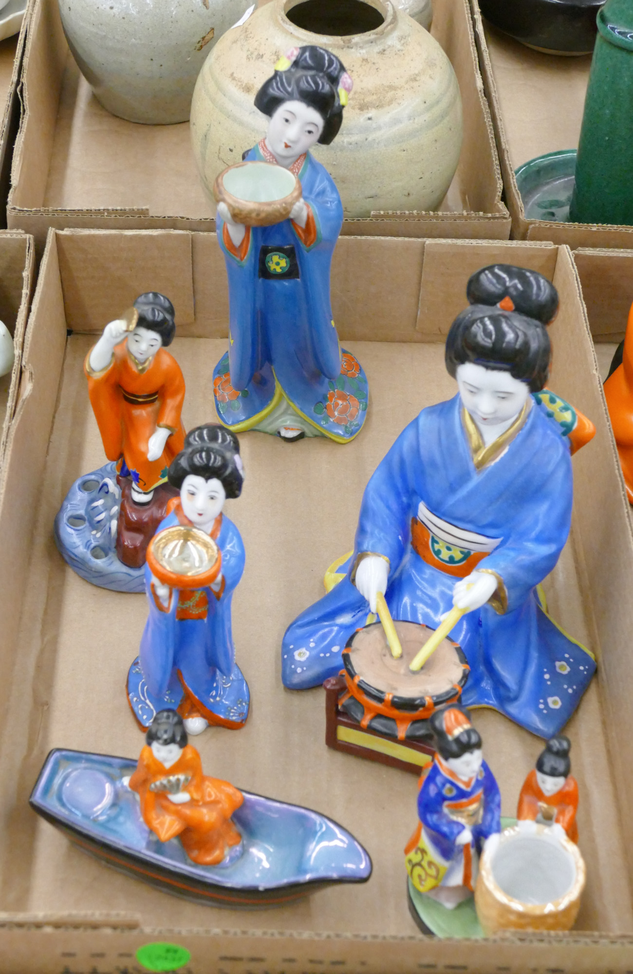 Box Deco Japanese Blue Geisha Porcelain 3688be