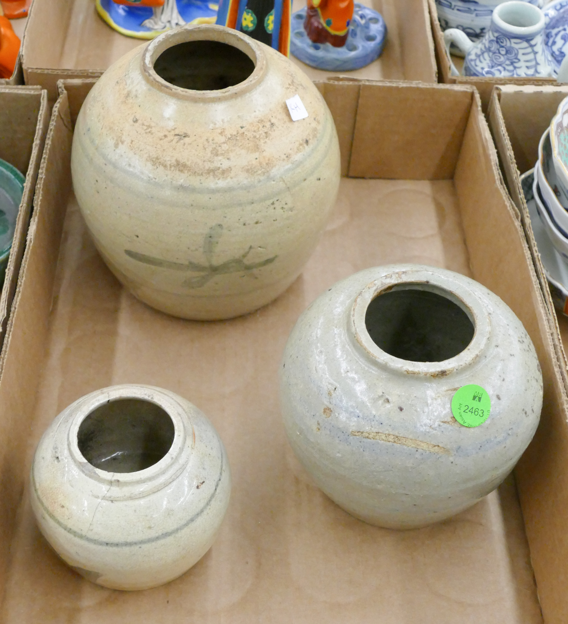 Box 3pc Chinese Ming Ceramic Jars 3688d8