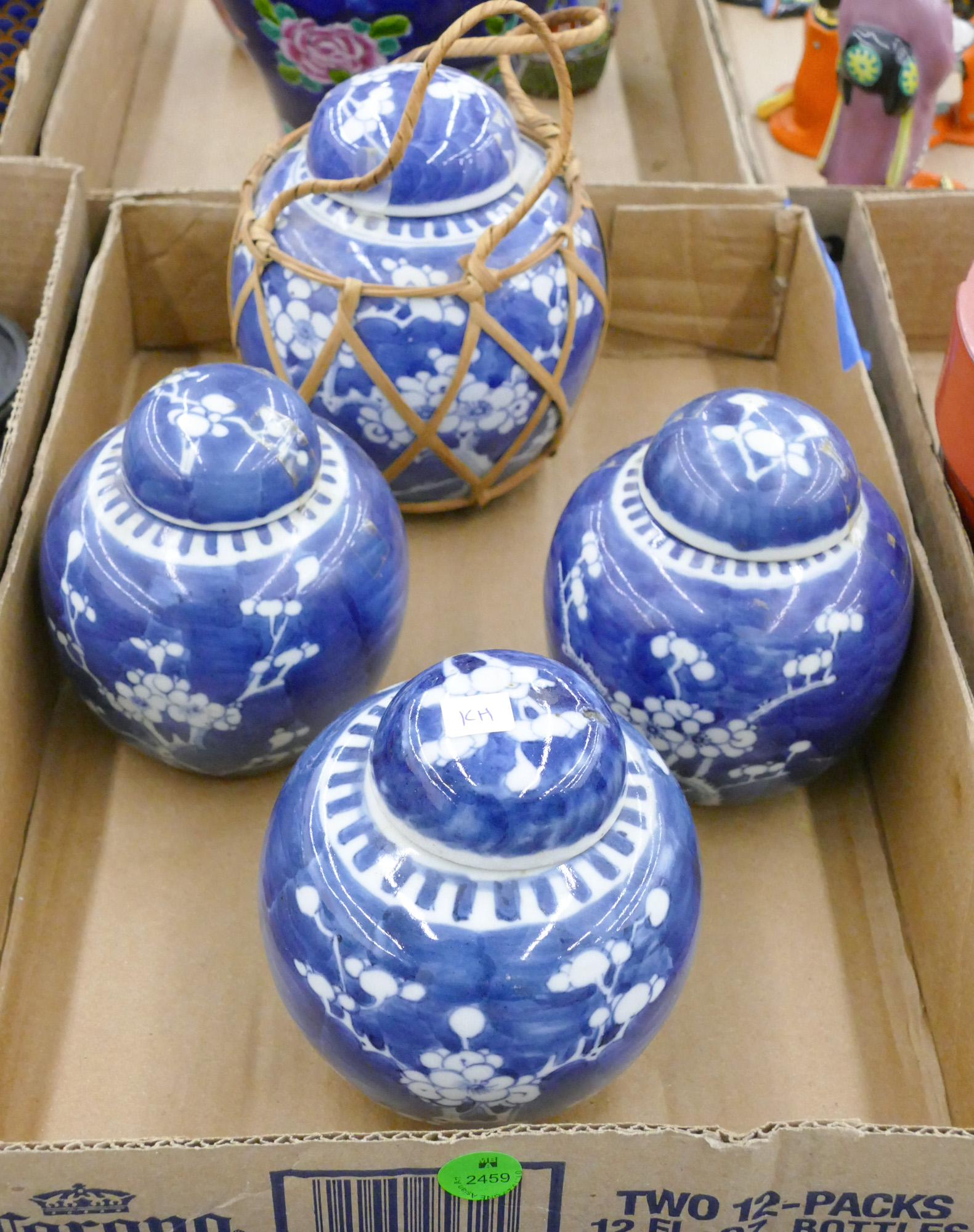 Box 4pc Old Chinese Prunus Jars