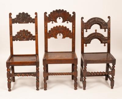 Five carved oak Yorkshire chairs  36b006