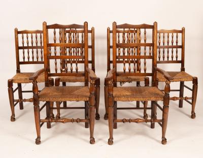 A set of six spindle back chairs,