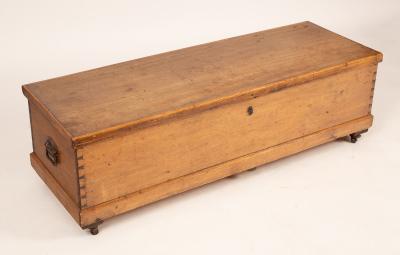 A pine two-handled chest, with
