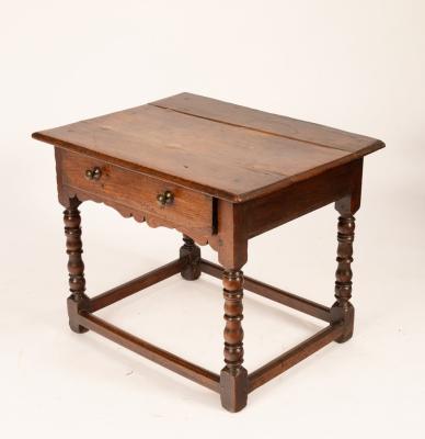 An oak side table, late 17th Century,