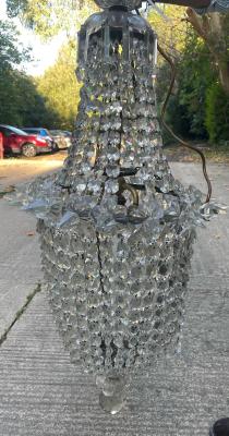 A cut glass chandelier drop approximately 36b060