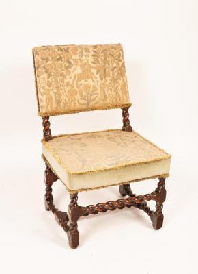 A Charles II walnut side chair,