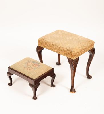 A Queen Anne style stool, the cabriole