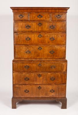 A George III walnut chest on chest  36b08e