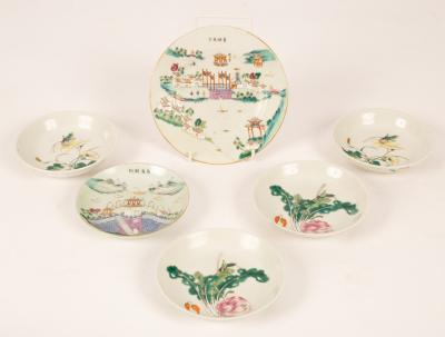 Six Chinese polychrome porcelain