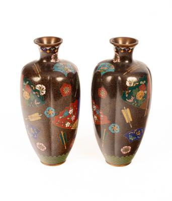 Pair Japanese cloisonne vases,