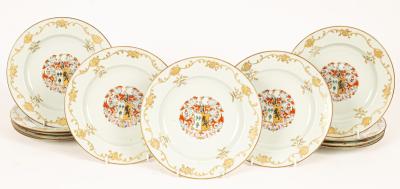 Twelve Chinese famille rose armorial
