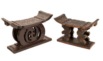 Two Chinese carved wooden stools,