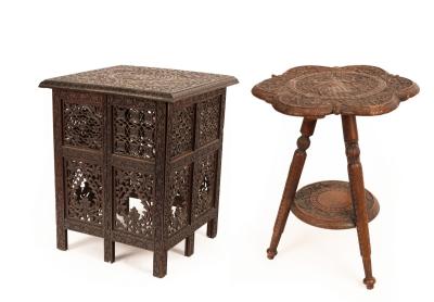 A heavily carved Middle Eastern table