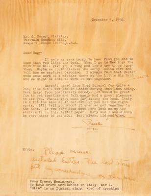 Hemingway Ernest Autograph Letter 36b22e