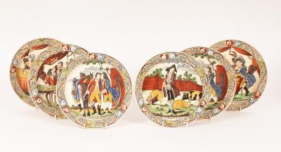 A set of six Dutch decorated creamware
