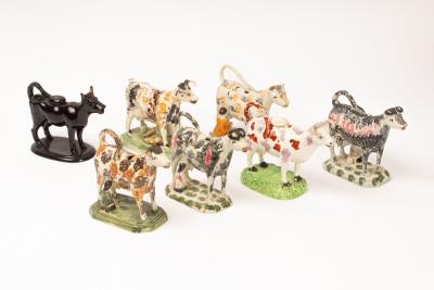 Six Staffordshire pearlware cow